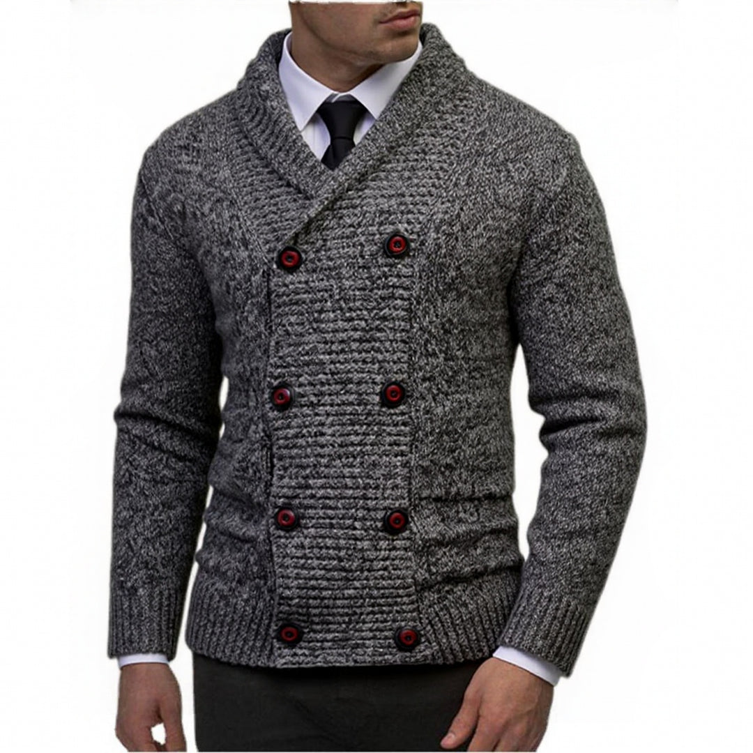 Herren modischer Strickpullover mit doppeltem Knopfverschluss und strukturiertem Design EB