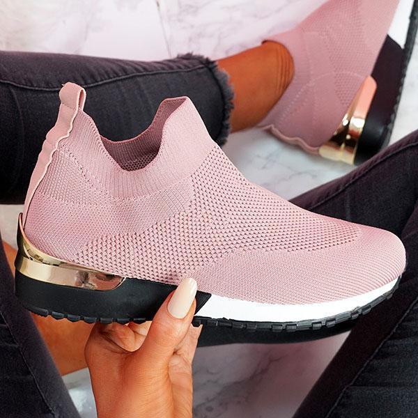 Damen sportliche Slip-On Sneakers mit innovativem Strickdesign EB