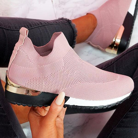Damen sportliche Slip-On Sneakers mit innovativem Strickdesign EB