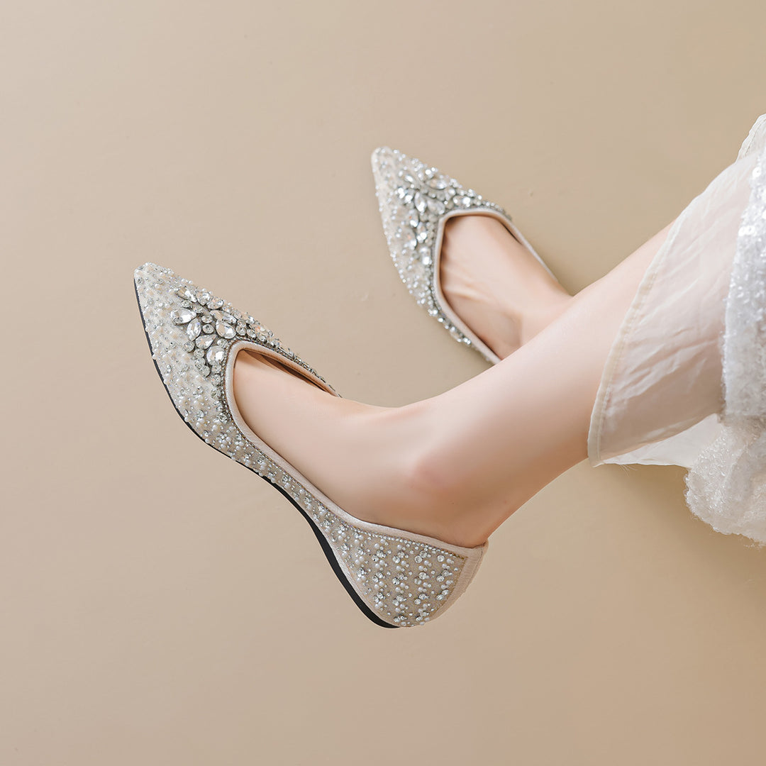 Damen Ballerinas mit funkelnden Strass-Applikationen EB