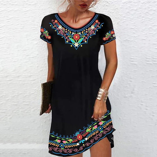 Damen Sommerliches Freizeitkleid mit kunstvollem Stickdesign EB
