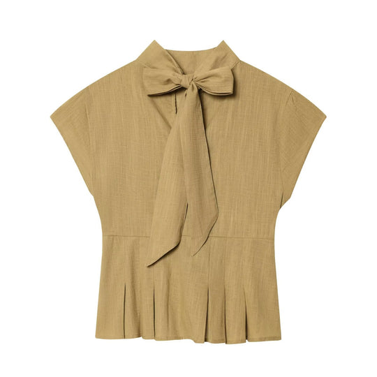 Damen modische Bluse mit asymmetrischem Schnitt und dekorativen Falten EB