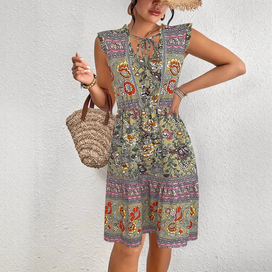 Damen Sommerliches Midikleid mit verspieltem Blumenmuster und lässigem Schnitt EB