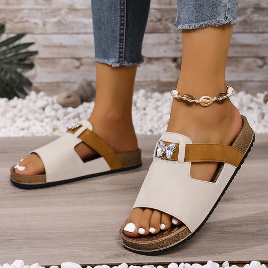 Damen Komfortable Badesandalen mit eleganten Schmuckdetails EB
