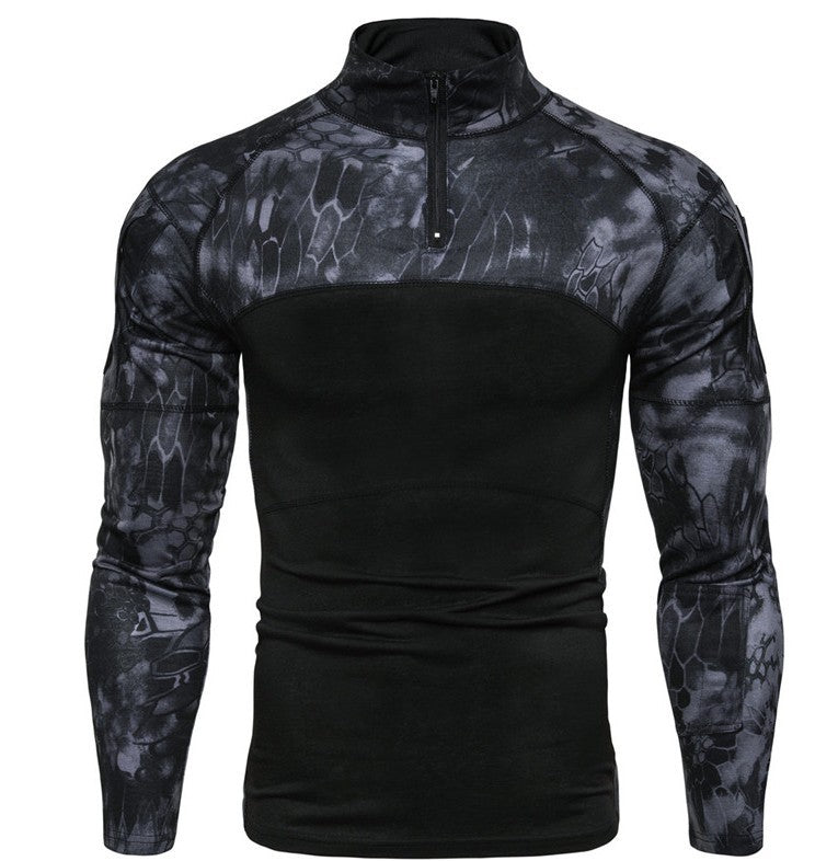 Herren Funktionales Langarmshirt im sportlichen Design mit Stehkragen und Reißverschluss EB