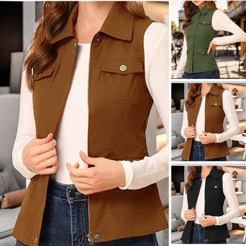 Damen stylische Weste mit praktischen Taschen EB
