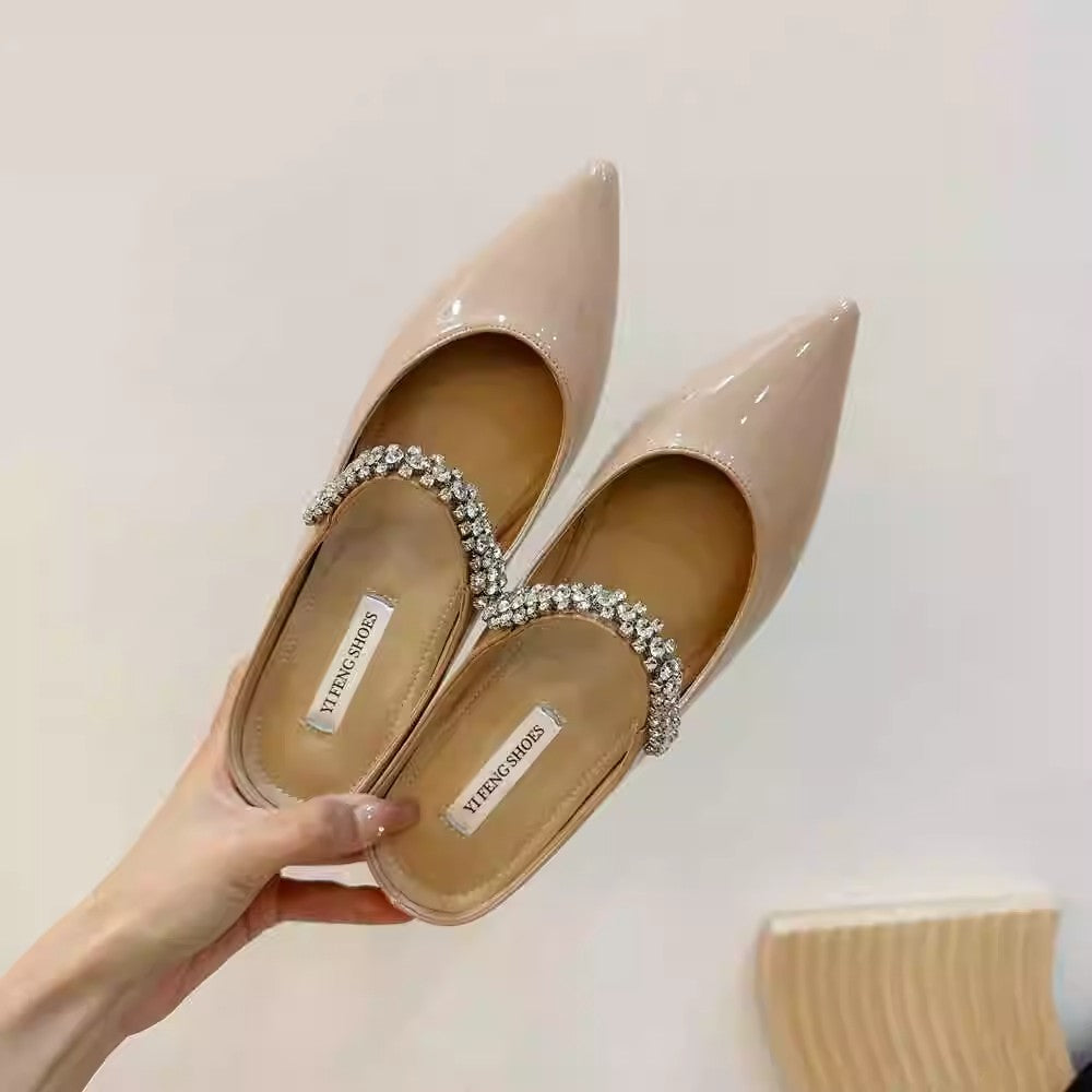 Damen elegante Ballerinas mit funkelndem Strassband EB