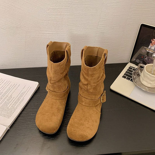 Damen Stiefeletten mit modischem Raffungselement und praktischen Schnallen EB
