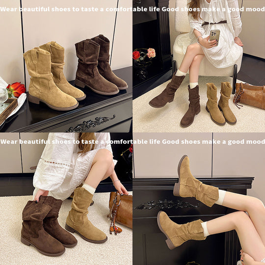 Damen Stiefel mit weichem Wildleder und rutschfester Sohle EB