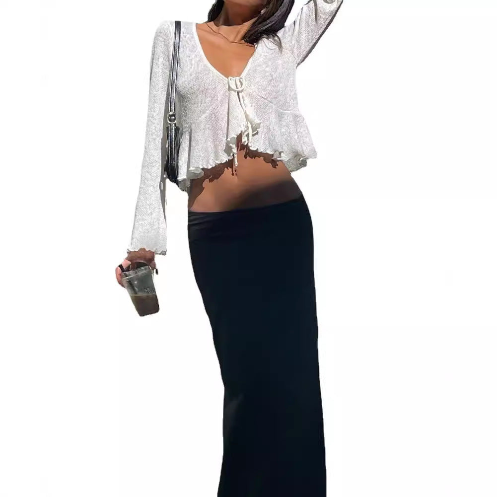 Damen Luftiges Crop-Top mit femininer Schnürung und lässigem Design EB