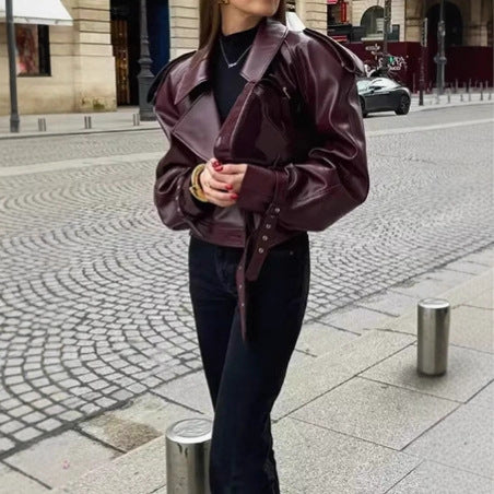 Damen modische Kunstlederjacke EB