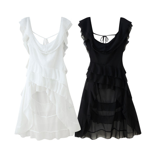 Damen Voluminöses Rüschensommerkleid EB