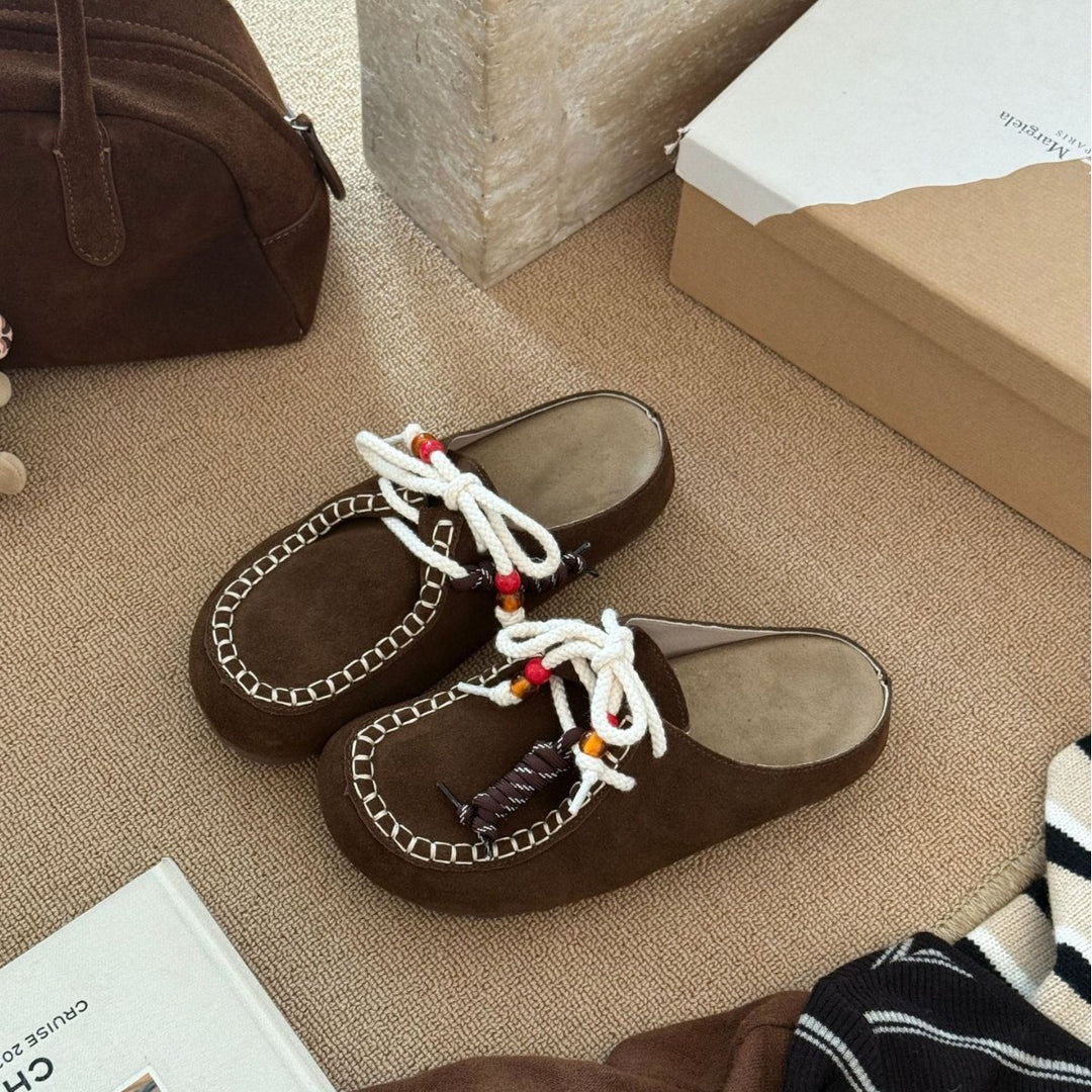 Damen Mokassins mit auffälligem Schnürdesign und komfortabler Innensohle EB
