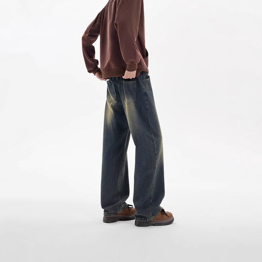 Damen Weite Denim-Hose mit elastischem Bund und regulierbarem Kordelzug EB