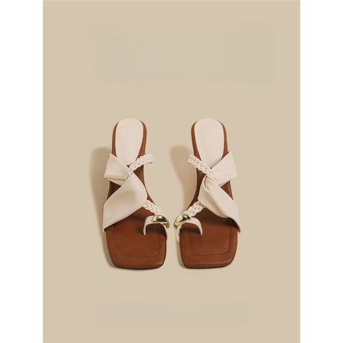 Damen trendige Schluppen-Sandalen mit blockiertem Absatz EB