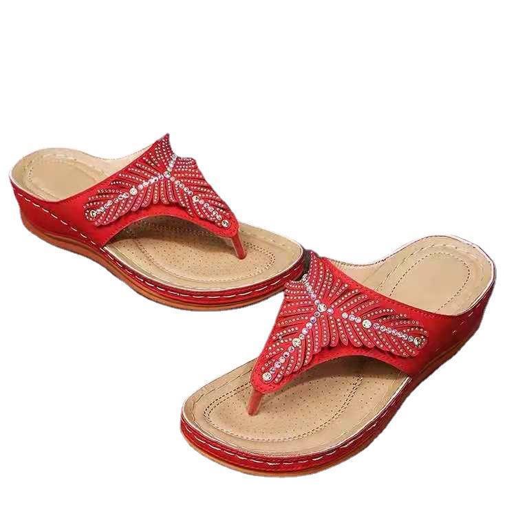 Damen elegante Flip-Flops mit funkelnder Verzierung EB