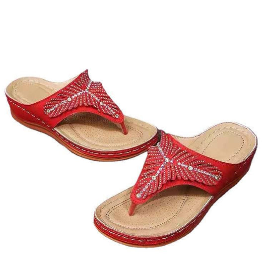 Damen elegante Flip-Flops mit funkelnder Verzierung EB