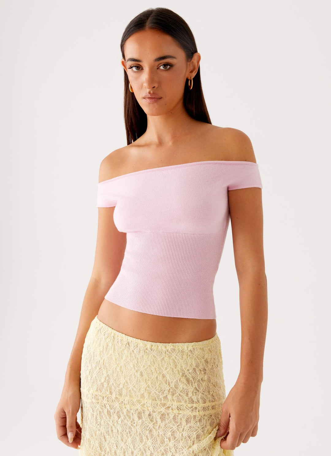 Damen Off-Shoulder Rippoberteil EB