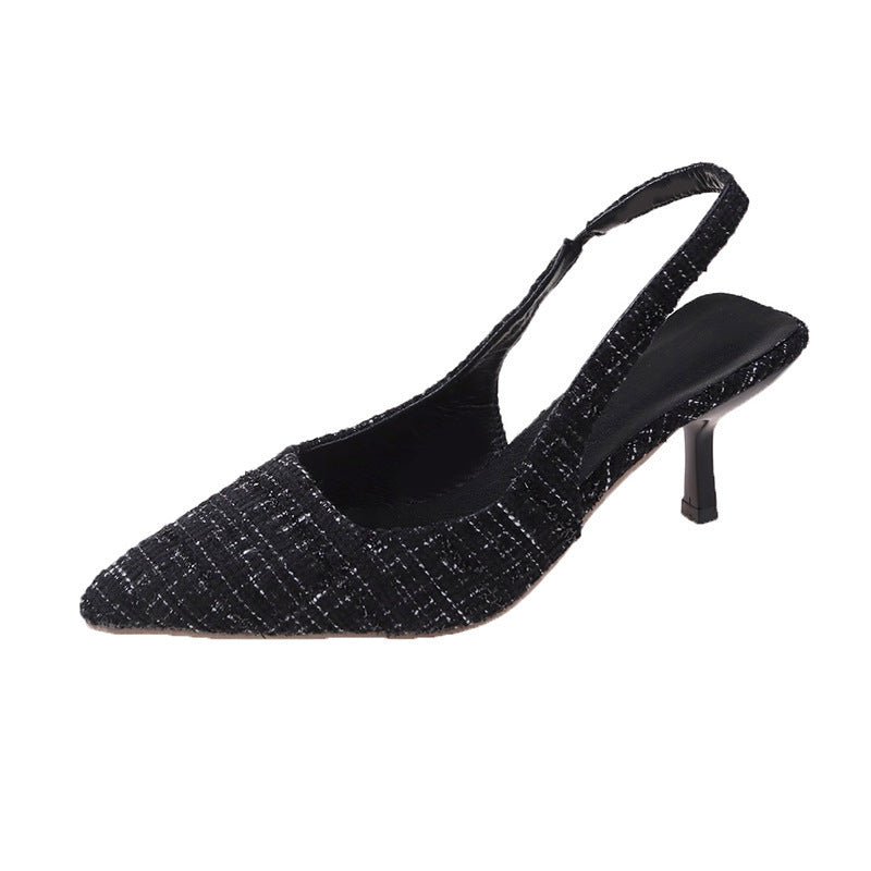 Damen stilvolle Slingback-Pumps aus strukturiertem Stoff mit eleganter Fersengestaltung EB