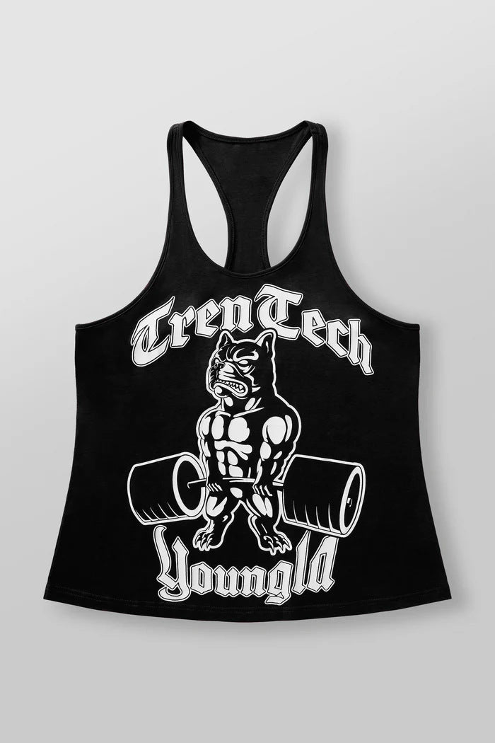 Herren nan figurbetontes Fitness-Tanktop mit Bulldoggen-Grafik und extra tiefen Armausschnitten EB