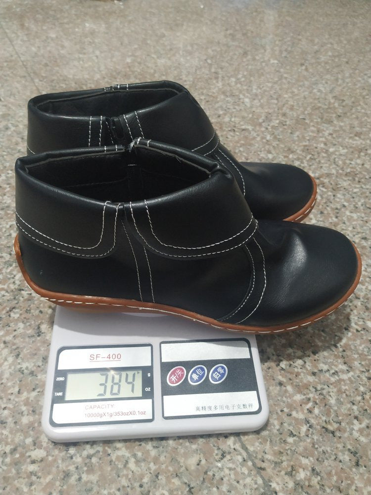 Damen nan weiche Leder-Booties mit klappbarem Riemen, seitlichem Reißverschluss und flexibler Profilsohle EB
