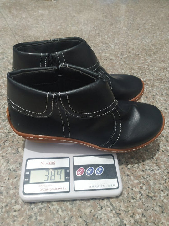 Damen nan weiche Leder-Booties mit klappbarem Riemen, seitlichem Reißverschluss und flexibler Profilsohle EB