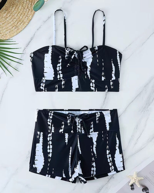 Damen Bikini mit floralem Rüschendesign und verstellbaren Trägern EB