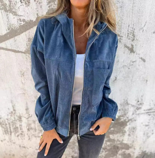 Damen leichte Kordjacke mit praktischen Taschen EB