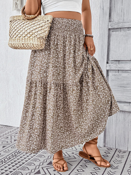 Damen Maxirock mit fließendem Schnitt und floralem Design EB