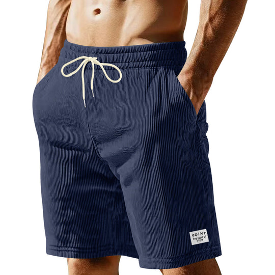 Herren nan knielange Lounge-Shorts im Rippenstrukturjersey mit elastischem Kordelzugbund und aufgesetzten Eingrifftaschen EB
