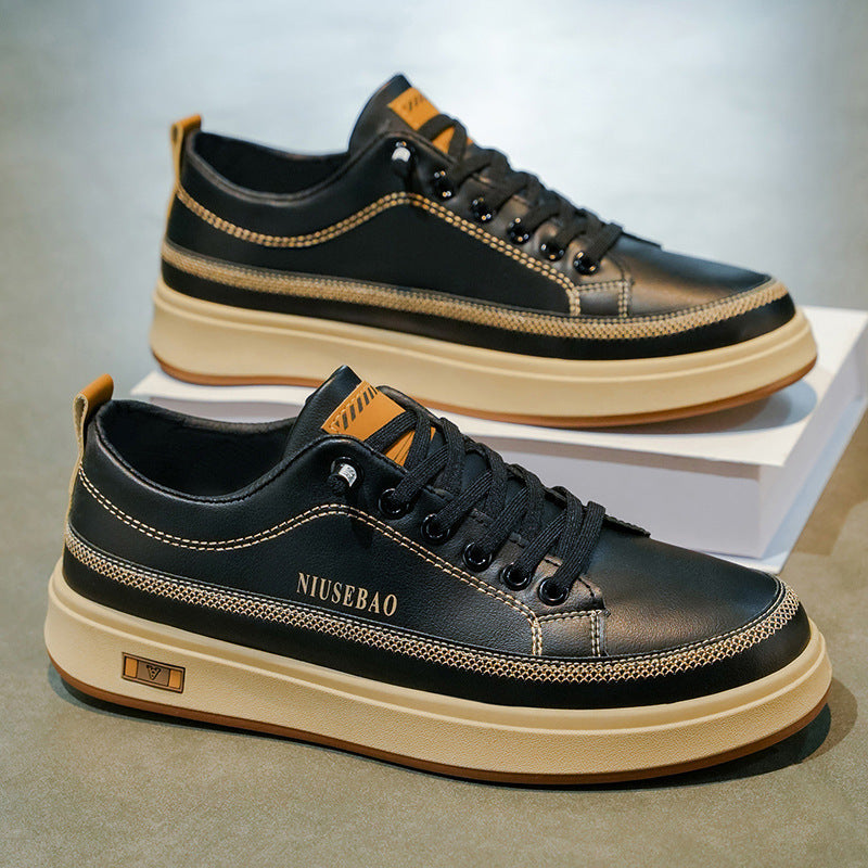Damen Modische Ledersneakers mit bequemer Dämpfung und rutschfester Sohle EB