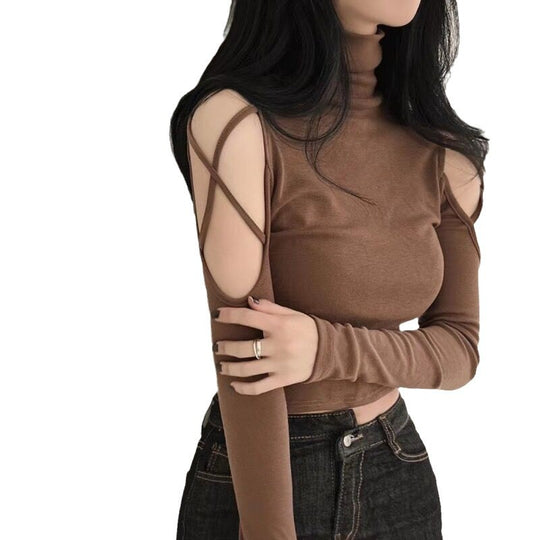Damen Langarmshirt mit eleganten Cut-Outs und modernen Rippdetails EB