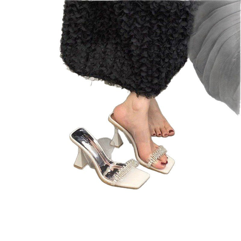 Damen transparente Sandalen mit Strassverzierungen EB