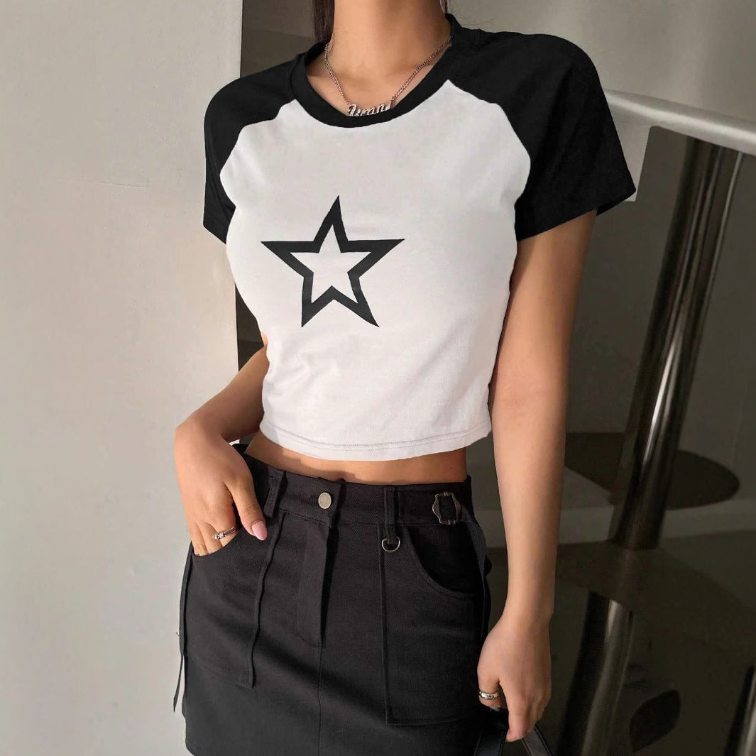 Damen Crop-T-Shirt mit stylischem Sternmotiv und bequemer Passform EB