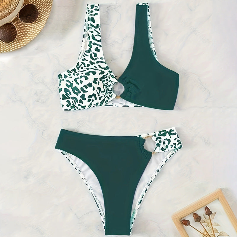 Damen Triangel-Bikini mit modischem Ringdetail und asymmetrischem Schnitt EB