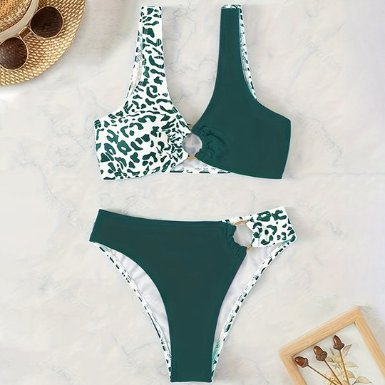 Damen Triangel-Bikini mit modischem Ringdetail und asymmetrischem Schnitt EB