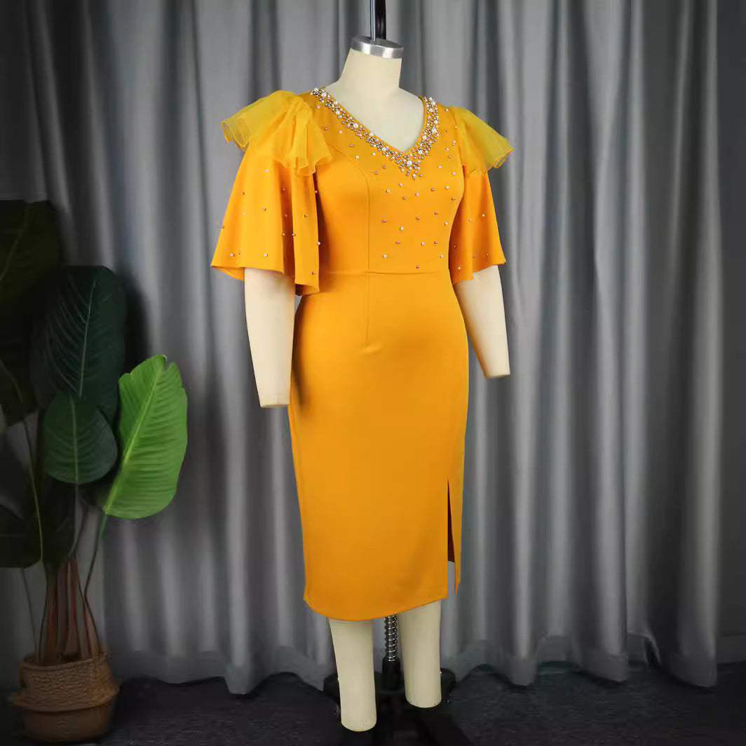 Damen Elegantes Cocktailkleid mit funkelnden Applikationen EB