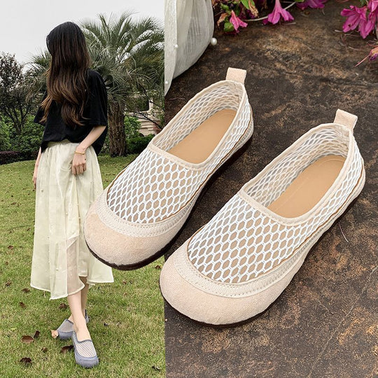 Damen Atmungsaktive Ballerinas mit elastischem Netzdesign EB