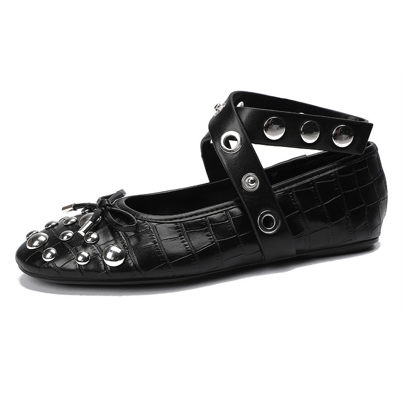 Damen Ballerinas mit modischem Strass-Detail und dekorativem Riemendesign EB