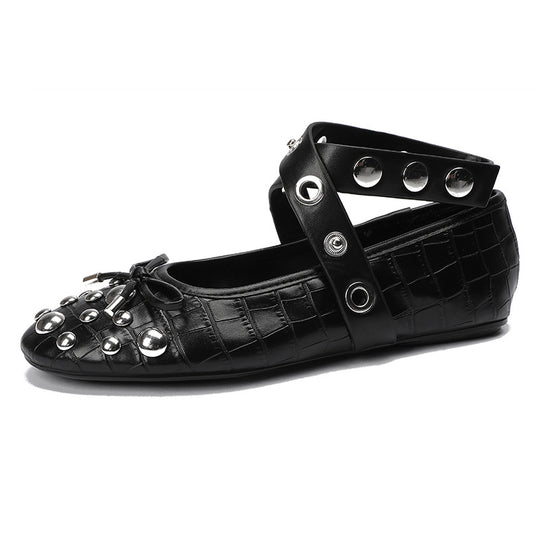 Damen Ballerinas mit modischem Strass-Detail und dekorativem Riemendesign EB
