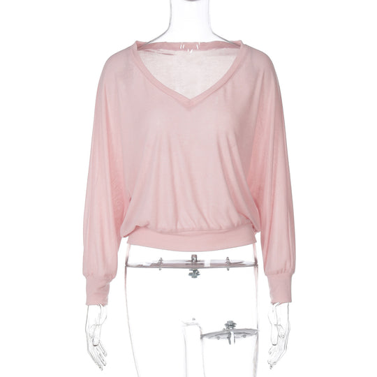 Damen Oversize T-Shirt mit tiefem V-Ausschnitt EB