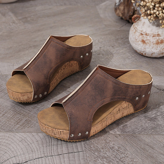 Damen Wedge-Pantoletten mit ergonomischem Fußbett und modischem Lochnetz-Design EB
