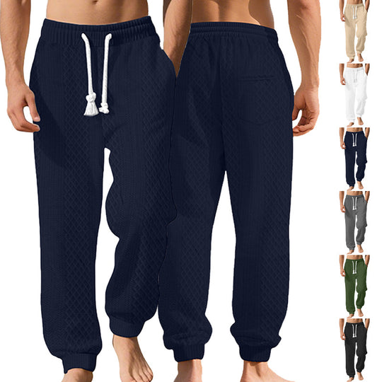 Herren nan gestrickte Wohlfühlhose mit Zopfstruktur, elastischem Bund, Kordelzug und Eingrifftaschen EB