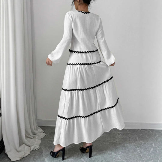 Damen Maxikleid mit Rüschen und Schnürung EB