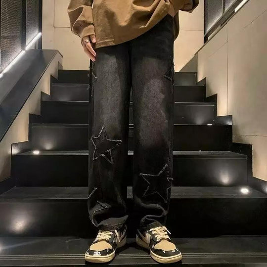 Herren lässige Jeans mit Sterne-Stickerei EB