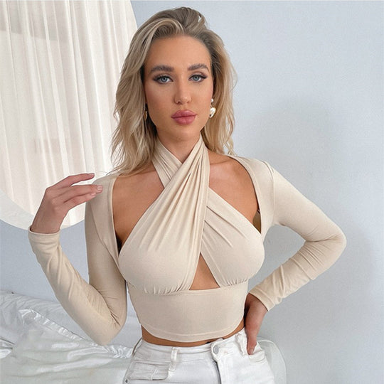 Damen Cropped Top mit innovativem Wickeldesign EB