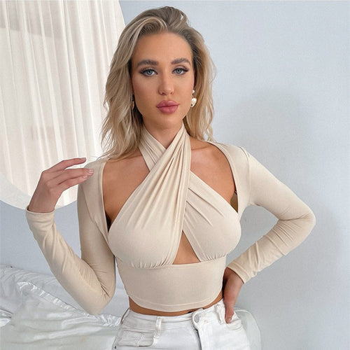 Damen Cropped Top mit innovativem Wickeldesign EB