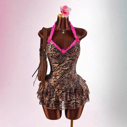 Damen Verspieltes Minikleid mit Rüschendetails EB