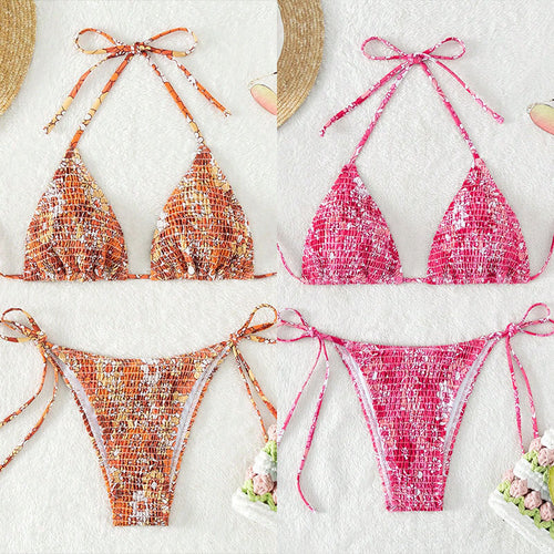 Damen Triangel-Bikini mit trendigem Rüschendesign EB
