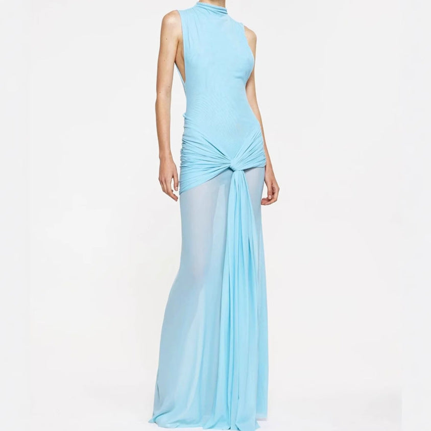 Damen Elegantes Maxikleid mit kreativen Drapierungsdetails und figurbetontem Schnitt EB